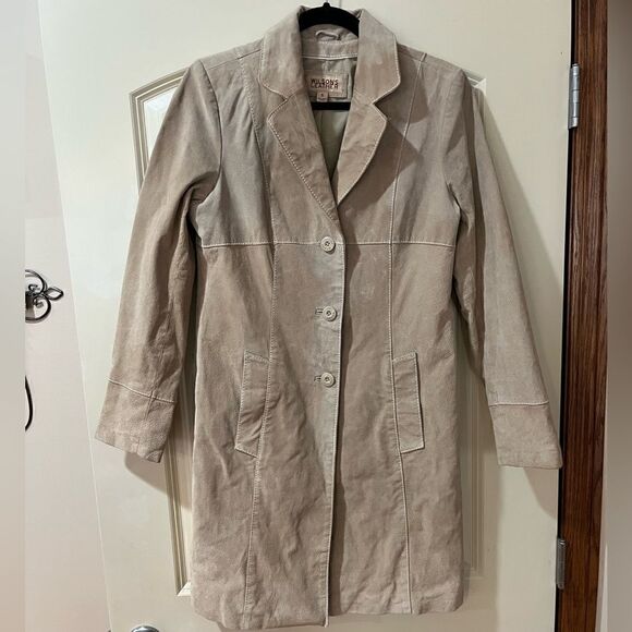WILSONS LEATHER Long Sleeve Three Button Leather Coat Tan Women’s Size Small - Picture 1 of 5